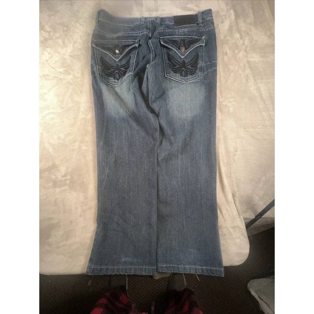 Affliction Jeans Men's 40x34 Fits (40x32) Embroidered Pockets Dark Wash‎ Y2K